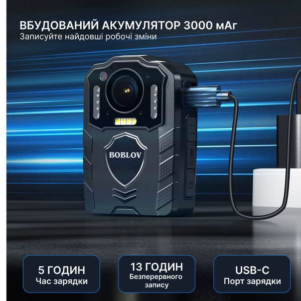 Нагрудний відеореєстратор BOBLOV KJ25 1080P міні з потужним акумулятором та кутом огляду 130&deg; KJ25 фото