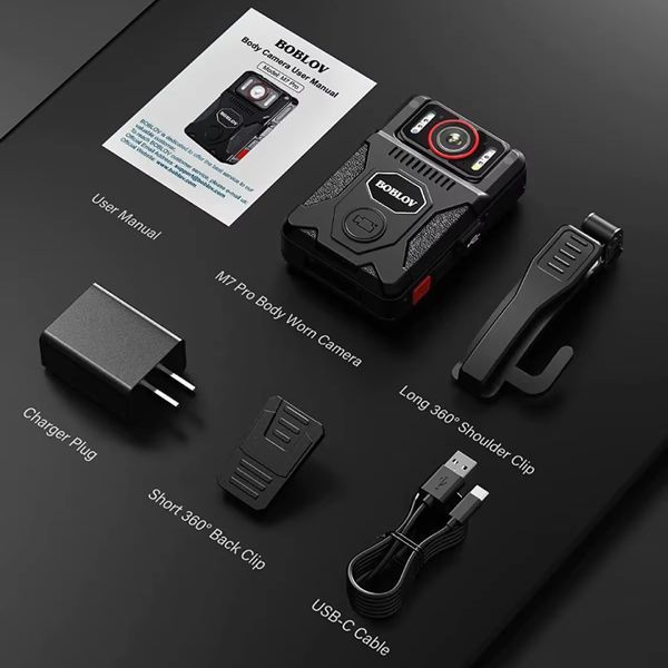 Нагрудний відеореєстратор BOBLOV M7 Pro 4K 128GB GPS міні з потужним акумулятором, поворотним об'єктивом, кут огляду 127&deg; M7 Pro фото