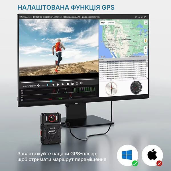 Нагрудний відеореєстратор BOBLOV M7 Pro 4K 128GB GPS міні з потужним акумулятором, поворотним об'єктивом, кут огляду 127&deg; M7 Pro фото
