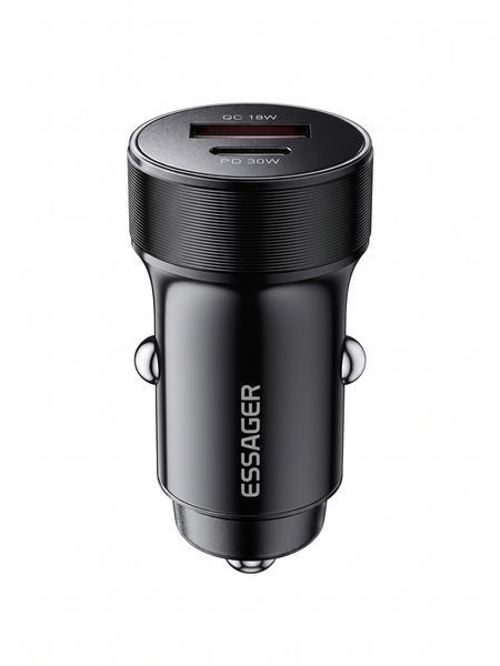 Автомобільний зарядний пристрій Essager ES-CC24 30W USB-C + USB-A PD QC3.0 чорний ECCPQ-SH01-P фото