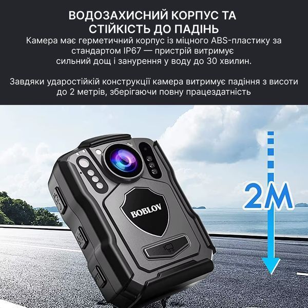 Нагрудний відеореєстратор BOBLOV M5 128GB 2K 1440P з потужним акумулятором, кут огляду 140&deg; M5 фото