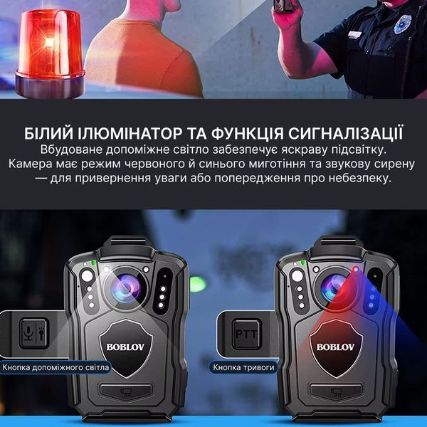 Нагрудний відеореєстратор BOBLOV M5 128GB 2K 1440P з потужним акумулятором, кут огляду 140&deg; M5 фото
