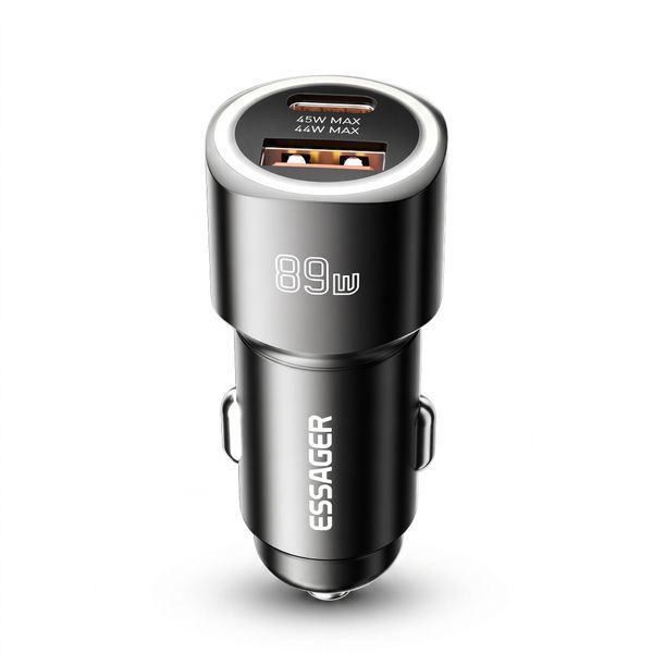 Автомобільна зарядка Essager ES-CC16 89W сумісна з iPhone Samsung Xiaomi USB-C USB-A ECCPQ-LC0G-P фото