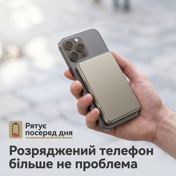 Магнитный павербанк Essager с беспроводной зарядкой 15 Вт и быстрой PD 20 Вт на 5000 мАч EDY5K-YJ0G-Z фото