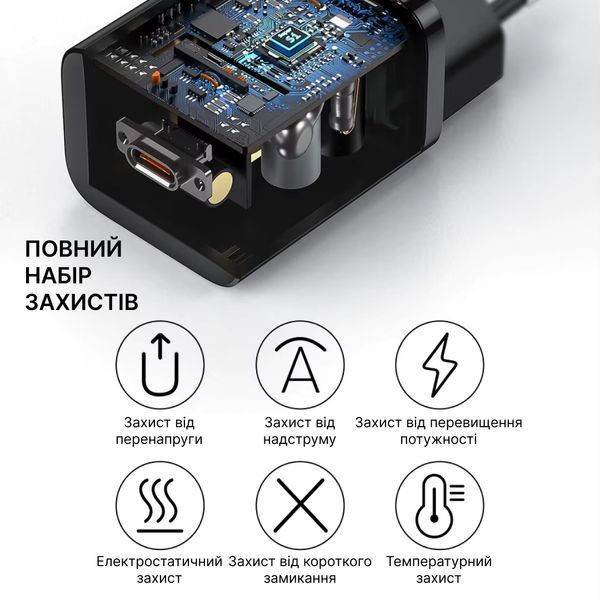 Зарядное устройство Baseus 25W USB type-C с кабелем USB type-C, PD 3.0, QC 3.0 (черный) TG-TZCCSUP-L01 фото