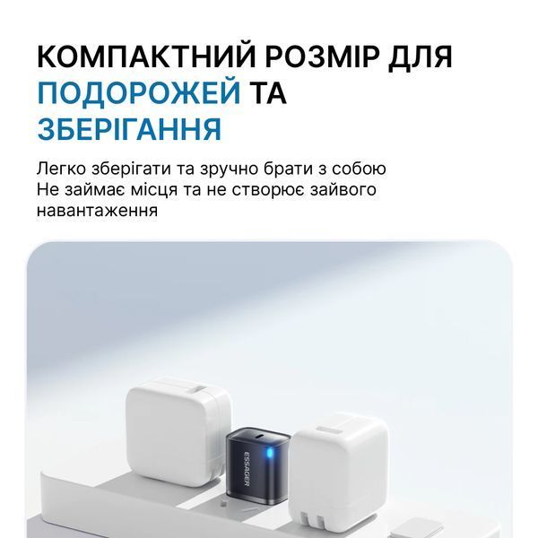 Зарядное устройство Essager Mini 30W USB type-C PD 3.0, QC 3.0 (черный) 	ECT30W-SCB01-P фото