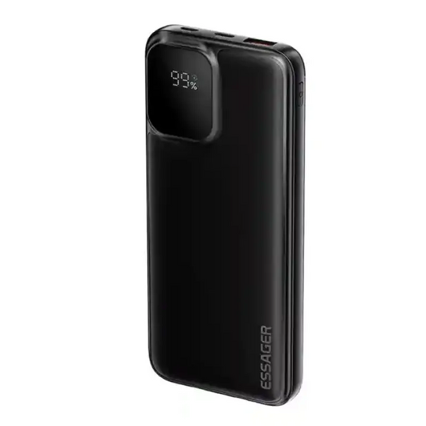 Павербанк Essager ES-D023 20000 мАч 22.5W со встроенными кабелями USB-C и Lightning, черный EDY2W-ZD01-Z фото