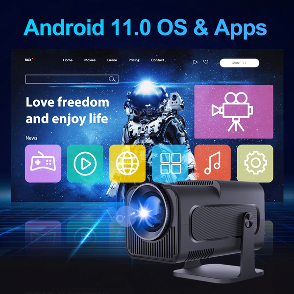 Проектор Everon HY320 4K Android 11 BT5.0 Dual Wi-Fi6 Домашній кінотеатр, чорний (HY320) HY320_black фото