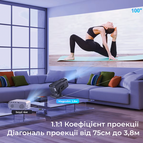 Проектор Everon HY320 4K Android 11 BT5.0 Dual Wi-Fi6 Домашній кінотеатр, чорний (HY320) HY320_black фото