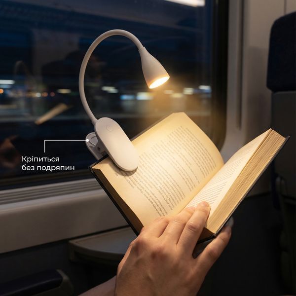Ліхтарик-закладка для читання книг LED на кліпсі LJC-182 білий &mdash; заряд до 10 годин LJC-182_white фото