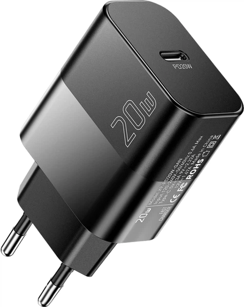 Зарядное устройство Essager 20W GaN, PD/QC USB-C с кабелем Type-C &mdash; Type-C, черное E20JSB1-SYTT1-T фото