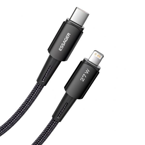 Кабель Essager Type-C &ndash; Lightning 27W швидка зарядка iPhone 1 м чорний EXCL-XC01 фото
