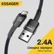 Кабель Essager USB-A Lightning 2.4A для iPhone та iPad, 1м, чорний EXCL-XC01 фото 7