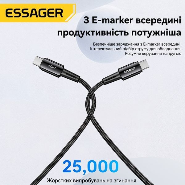 Кабель Essager Sunset Type-C &ndash; Type-C 240W 1м для зарядки ноутбука и телефона, быстрая зарядка PD 3.1 EXCTT3-CG0G-P фото