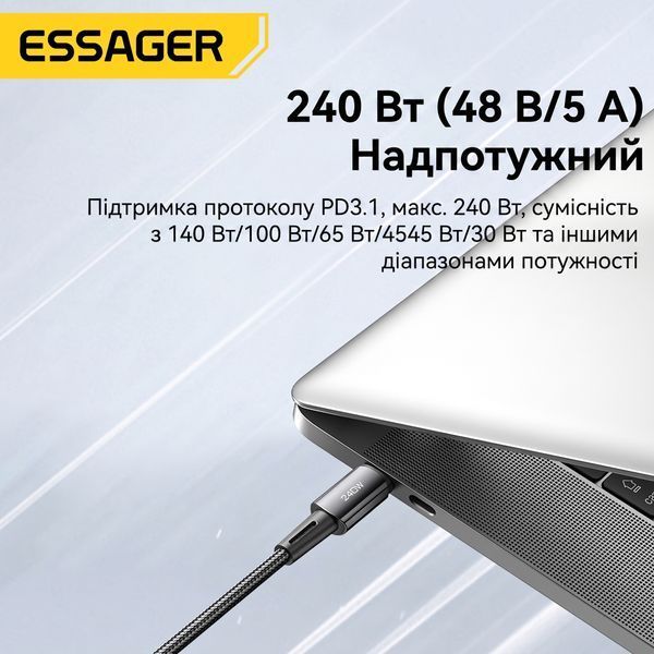 Кабель Essager Sunset Type-C &ndash; Type-C 240W 2м для зарядки ноутбука та телефону, швидка зарядка PD 3.1 EXCTT3-CGA0G-P фото