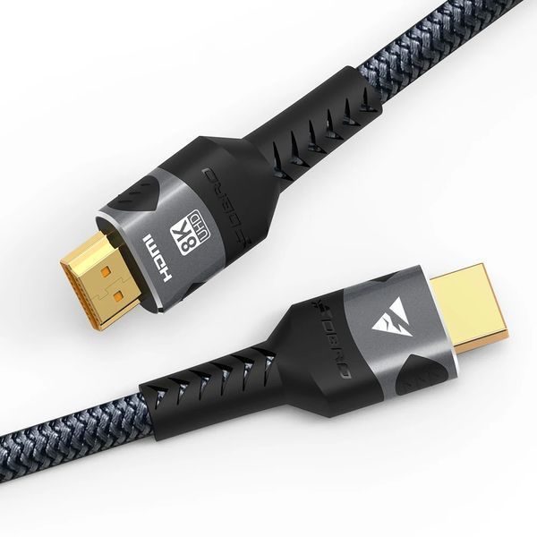 Кабель 8K HDMI 2.1, 5 метров, Ultra High Speed 8K (48 Гбит/с), в нейлоновом оплётении, серый id_461 фото