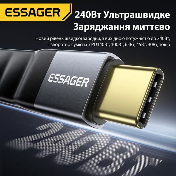 Кабель Essager USB4 Type-C &ndash; Type-C 240W 40 Гбит/с 8K@60Hz 11 см черный EXCTT4-YS01-P фото