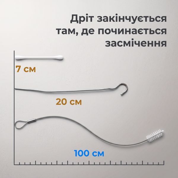 Набор для прочистки дренажа холодильника 5 в 1 &mdash; ёршик на тросе 100 см, шланг, шприц 100 мл RF-DR-05 фото