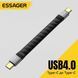 Кабель Essager USB4 Type-C &ndash; Type-C 240W 40 Гбит/с 8K@60Hz 11 см черный EXCTT4-YS01-P фото 8