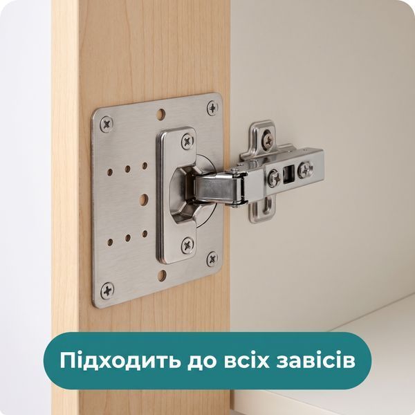 Ремкомплект для меблевої петлі 2 пластини 80&times;80 мм &mdash; ремонт дверцят шафи без заміни фурнітури FUR-REP-PL-SS фото
