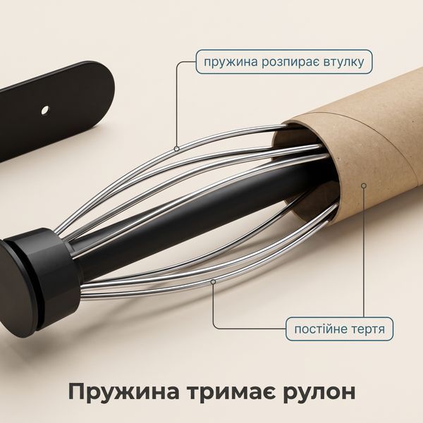 Держатель для бумажных полотенец с пружинной фиксацией рулона Everon MK-DHTP01 настенный, нержавеющая сталь, черный MK-DHTP01 фото